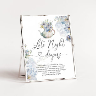 Blue Hydrangeas theefeest baby Late nacht luiers Poster