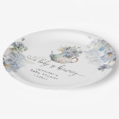 Blue Hydrangeas theefeest baby shower Papieren Bordje (Gekanteld)