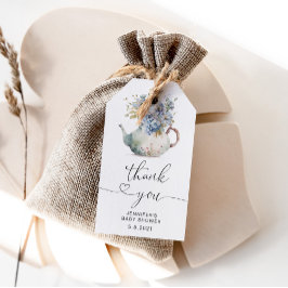 Blue Hydrangeas theepot baby shower dank u Cadeaulabel