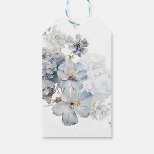 Blue Hydrangeas theepot baby shower dank u Cadeaulabel (Achterkant)