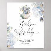 Blue Hydrangeas theepot Boeken voor baby Poster (Voorkant)