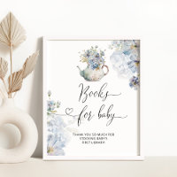 Blue Hydrangeas theepot Boeken voor baby Poster