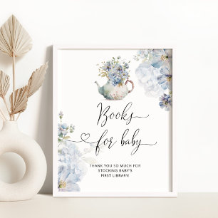 Blue Hydrangeas theepot Boeken voor baby Poster