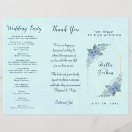 Blue Hydrangeas Trouwprogramma Flyer