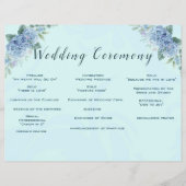 Blue Hydrangeas Trouwprogramma Flyer (Voorkant)