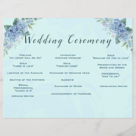 Blue Hydrangeas Trouwprogramma Flyer