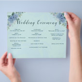 Blue Hydrangeas Trouwprogramma Flyer (Hand)