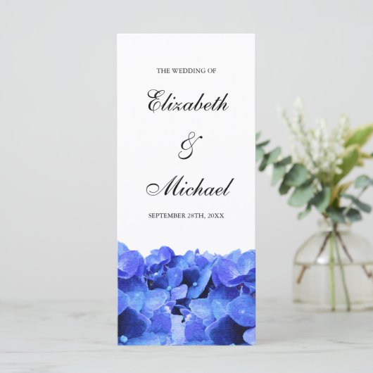 Blue Hydrangeas Trouwprogramma Programmakaart (Staand voorkant)
