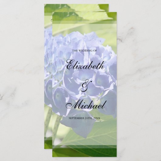 Blue Hydrangeas Trouwprogramma Programmakaart (Voorkant / Achterkant)