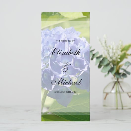 Blue Hydrangeas Trouwprogramma Programmakaart (Staand voorkant)
