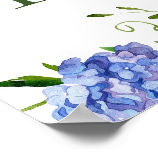 Blue Hydrangeas vind je tabel hier Poster (Hoek)
