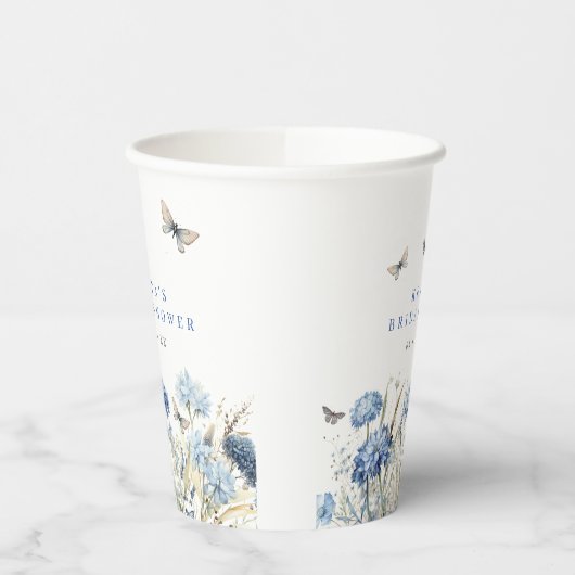 Blue Hydrangeas & Vlinders Vrijgezellenfeest Papieren Bekers (Links)