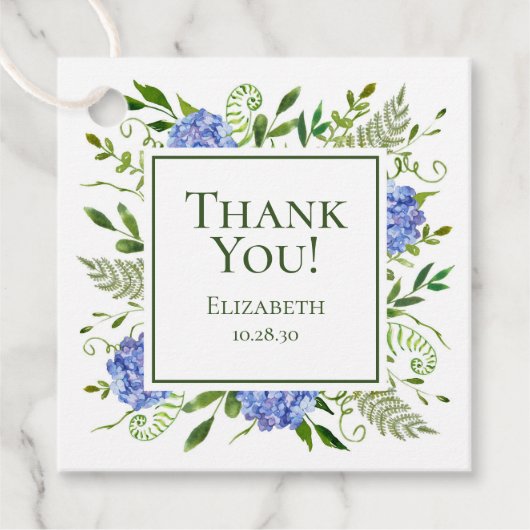 Blue Hydrangeas Vrijgezellenfeest dank u Bedankjes Labels (Voorkant)