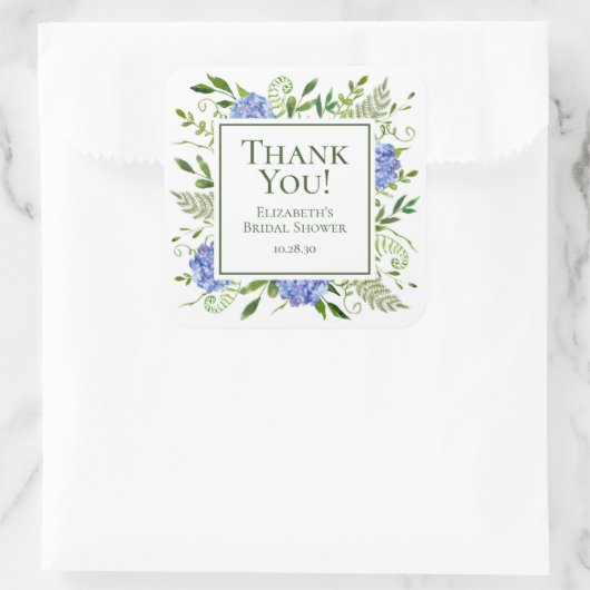 Blue Hydrangeas Vrijgezellenfeest dank u Vierkante Sticker (Tas)