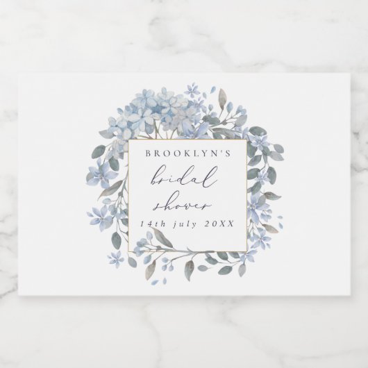 Blue Hydrangeas Vrijgezellenfeest Mousserende Wijn Sparkling Wijnetiket (Enkel label)