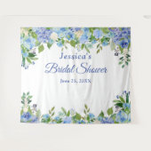 Blue Hydrangeas Vrijgezellenfeest Photo Booth Acht Wandkleed (Voorkant (horizontaal))