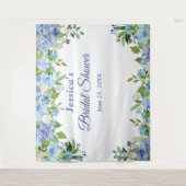 Blue Hydrangeas Vrijgezellenfeest Photo Booth Acht Wandkleed (Voorkant)