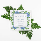 Blue Hydrangeas Waterverf 75th Birthday Party Kaart