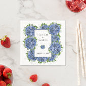 Blue Hydrangeas Waterverf bruiloft receptie Servet (Insitu)