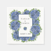Blue Hydrangeas Waterverf bruiloft receptie Servet (Voorkant)