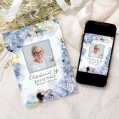 Blue Hydrangeas Waterverf Celebration of Life Kaart