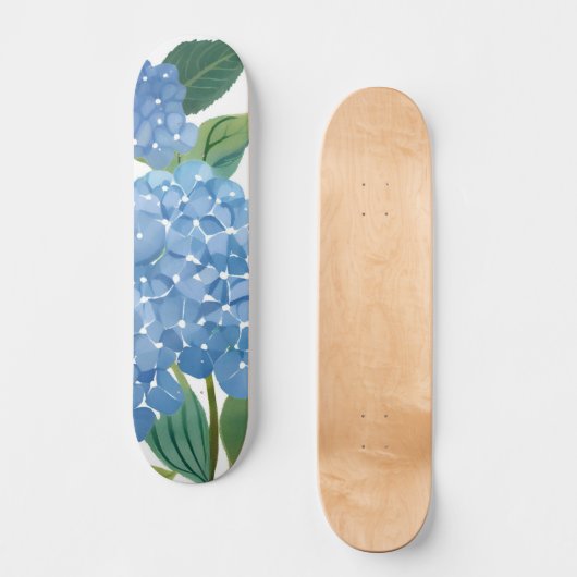 Blue Hydrangeas Waterverf Floral Persoonlijk Skateboard (Voorkant)