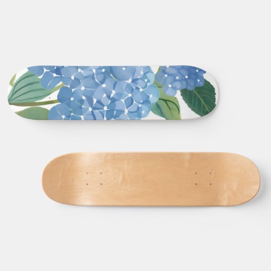 Blue Hydrangeas Waterverf Floral Persoonlijk Skateboard (Horizontaal)