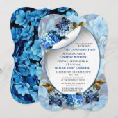 Blue Hydrangeas Waterverf Flowers Bevestiging i Kaart (Voorkant / Achterkant)