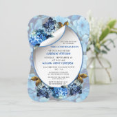 Blue Hydrangeas Waterverf Flowers Bevestiging i Kaart (Staand voorkant)