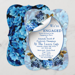 Blue Hydrangeas Waterverf Flowers Verloving Kaart