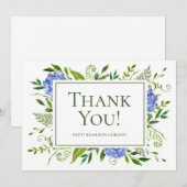 Blue Hydrangeas Waterverf Naam Bedankkaart (Voorkant / Achterkant)