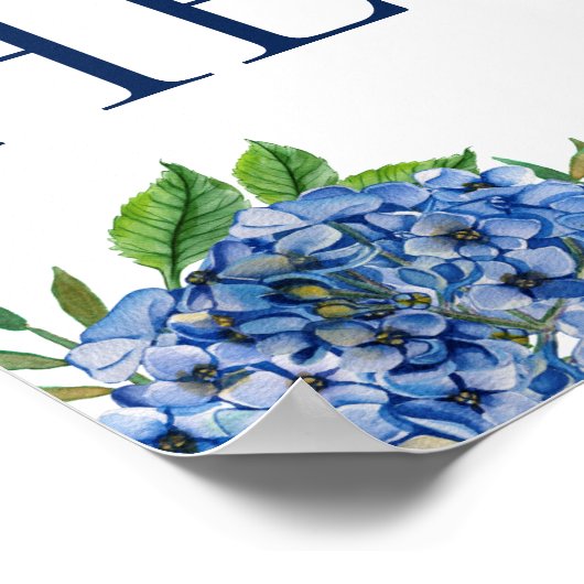 Blue Hydrangeas Waterverf Weddenschap Je tabel vin Poster (Hoek)