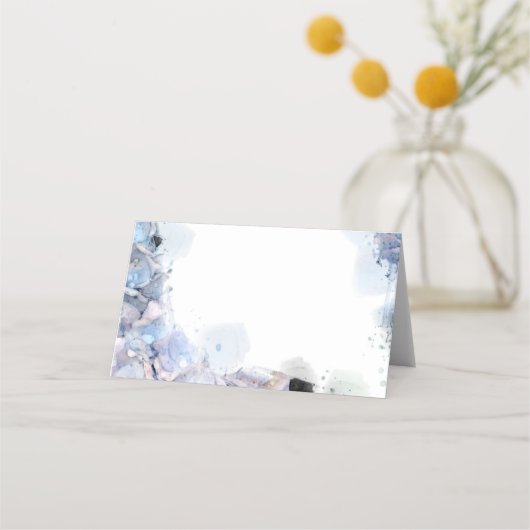 Blue Hydrangeas Waterverf Wedding Charity Favors Plaatskaartje (Achterkant)