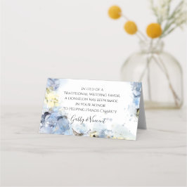 Blue Hydrangeas Waterverf Wedding Charity Favors Plaatskaartje