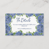 Blue Hydrangeas Waterverf Wedding Details Website Informatiekaartje (Voorkant)