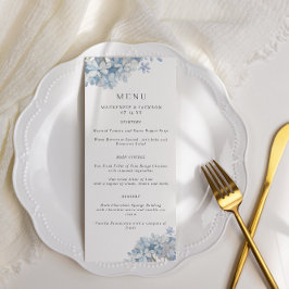 Blue Hydrangeas Waterverf Wedding Menu