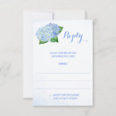 Blue Hydrangeas Waterverf Wedding Reply Cards RSVP Kaartje (Voorkant)