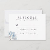 Blue Hydrangeas Waterverf Wedding RSVP Kaartje (Voorkant)