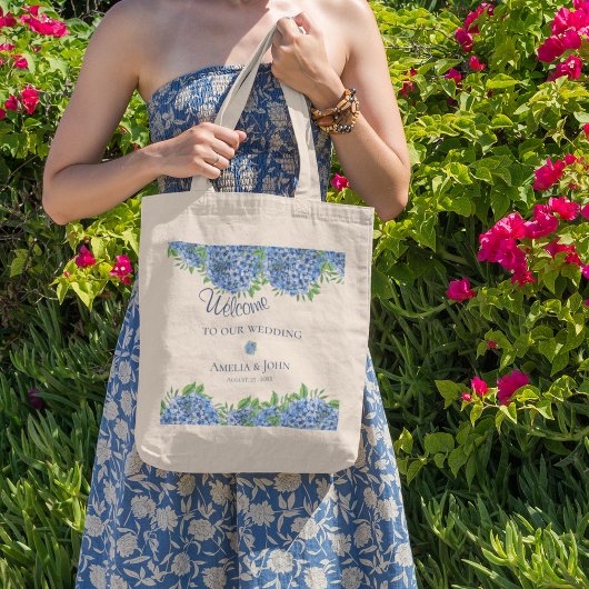 Blue Hydrangeas Waterverf Wedding Welcome Bag Tote Bag