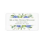 Blue Hydrangeas Wedding Address Etiket (Voorkant)