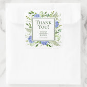 Blue Hydrangeas Wedding Bedankt Vierkante Sticker (Tas)