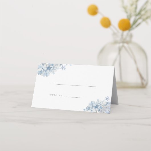 Blue Hydrangeas Wedding Folded Place Card Plaatskaartje (Voorkant)