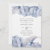 Blue Hydrangeas Wedding Invitation Kaart (Voorkant)