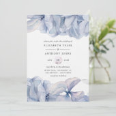 Blue Hydrangeas Wedding Invitation Kaart (Staand voorkant)