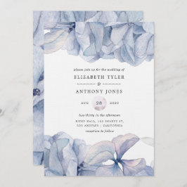 Blue Hydrangeas Wedding Invitation Kaart