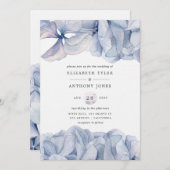 Blue Hydrangeas Wedding Invitation Kaart (Voorkant / Achterkant)
