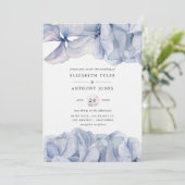 Blue Hydrangeas Wedding Invitation Kaart (Staand voorkant)