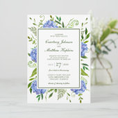 Blue Hydrangeas Wedding Kaart (Staand voorkant)