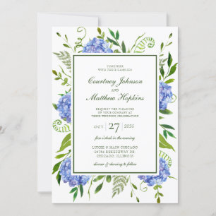 Blue Hydrangeas Wedding Kaart