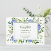 Blue Hydrangeas Wedding Kaart (Staand voorkant)
